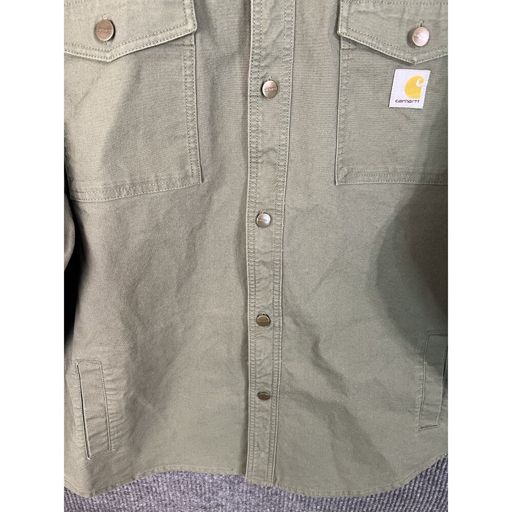 Montana Rugged Flex Loose Fit Heavyweight Duck Shirt Jacket 2X Green Work Wear - Picture 4 of 14